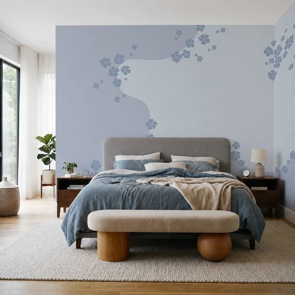 Sfondo blu e bianco con fiori